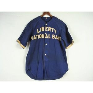 Vintage Antique 40s 50s Liberty National Bank Baseball Uniform Jersey Shirt
